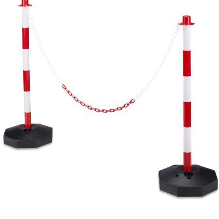 SET 2 PALETTI DI DELIMITAZIONE CON CATENA DA MT 2,5 E GANCI AD ESSE. BARRIERA DI SICUREZZA IDEALE PER SEGNALAZIONE, DELIMITAZIONE, EVENTI, CANTIERI E NEGOZI
